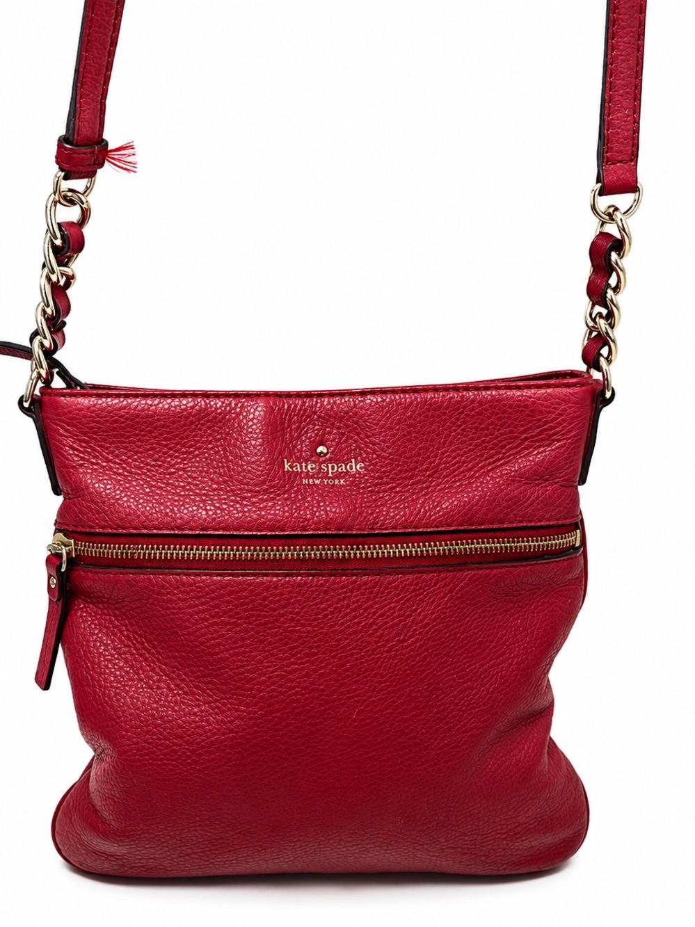 Kate Spade Authentic Cobble Hill Ellen Crossbody Soft Pebble Leather Red Bag.